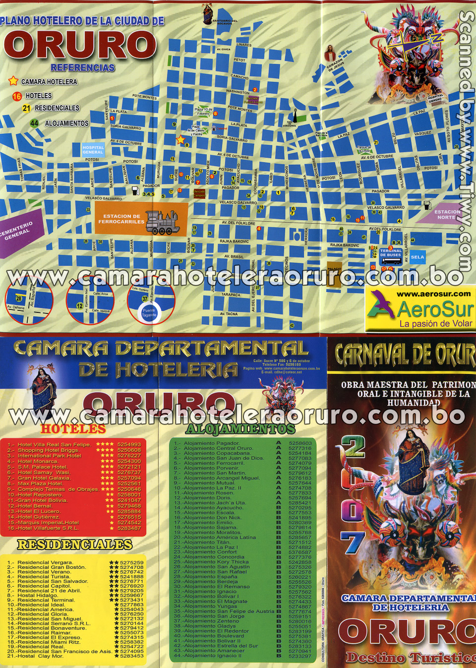 Map of hotels location in Oruro