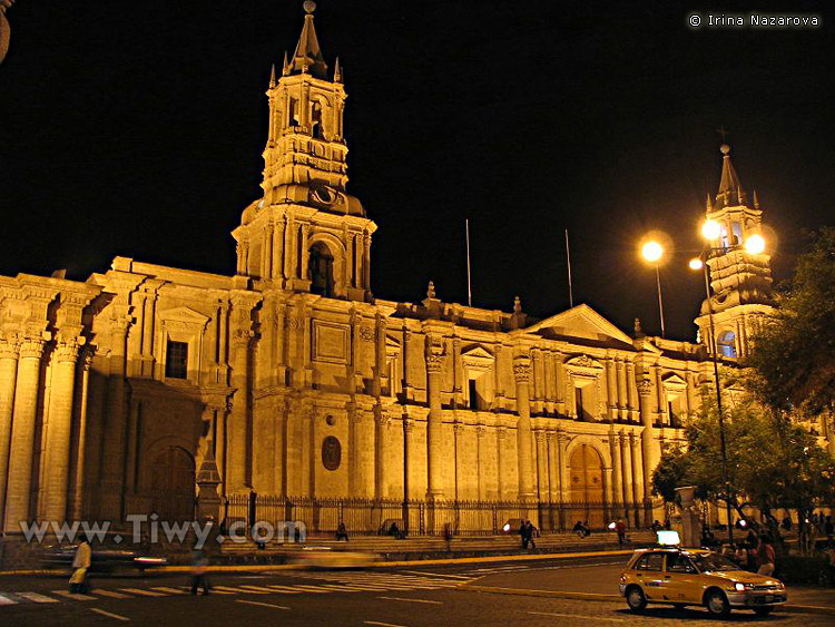 Main Cathedral of Arequipa at night
