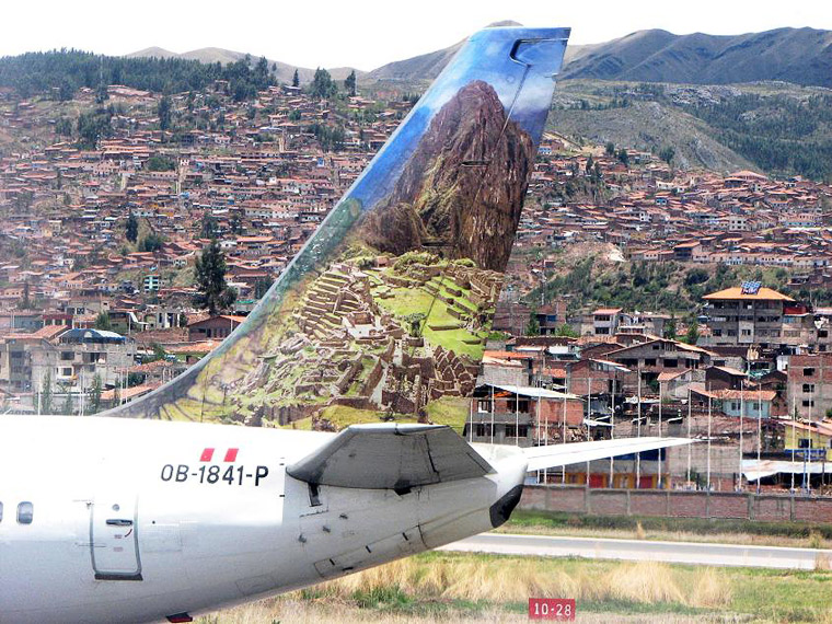 Portraits of Machu Picchu can be seen here everywhere and on everything, including the aircraft