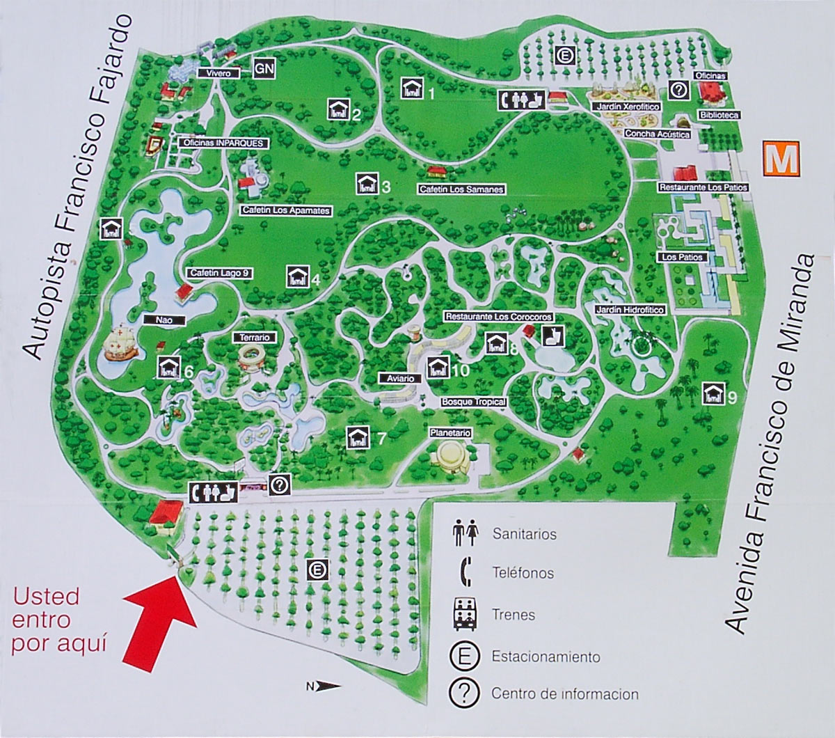 Mapa del Parque del Este