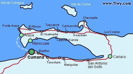 Map of Araya Peninsula