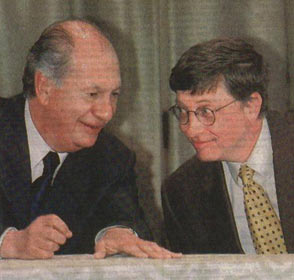 Президент Лагос - миллиардер Гэйтс: соглашение о сотрудничестве. Фото из газеты El Merucurio (Чили)
