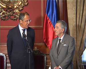 Глава МИД Российской Федерации Сергей Лавров с министром иностранных дел Уругвая Рейнальдо Гаргано