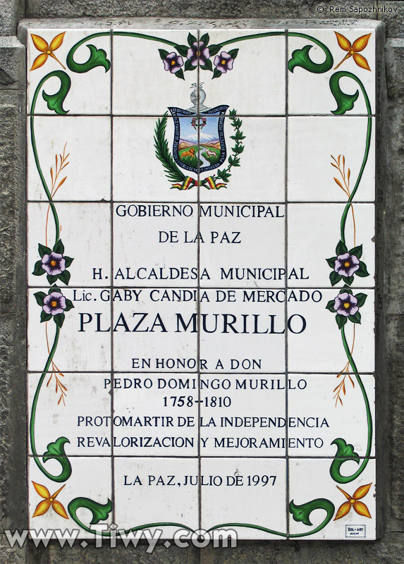 Memorial plate, Plaza Murillo