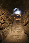 This narrow stone staircase leads to the roof of the church