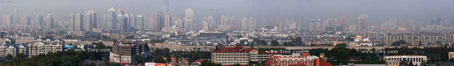 Nanjing city panorama. The city wall is well seen in the foreground.
