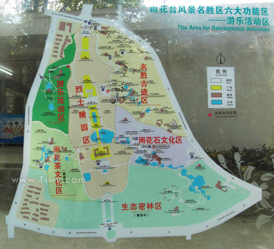 Mapa del parque Yuhuatai