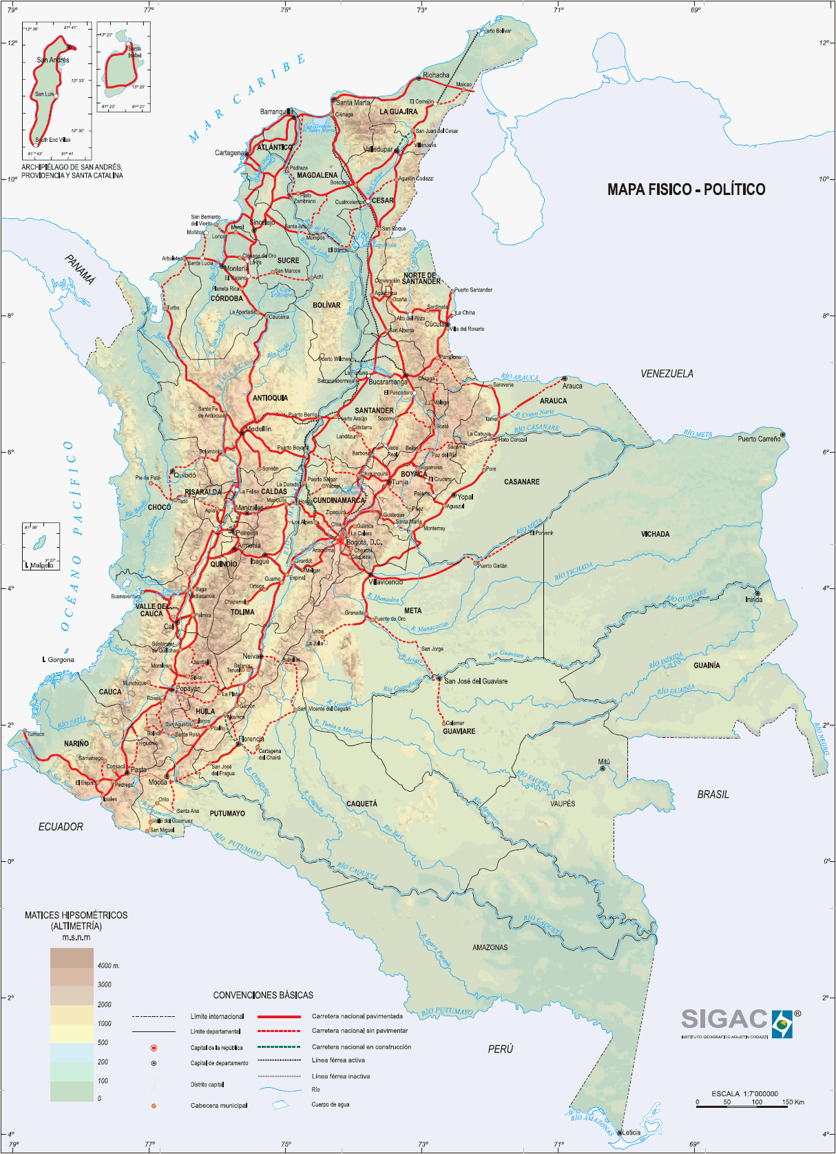 Mapa fisico-politico de Colombia.     www.presidencia.gov.co