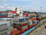Ship with cargo in  Miraflores Lock