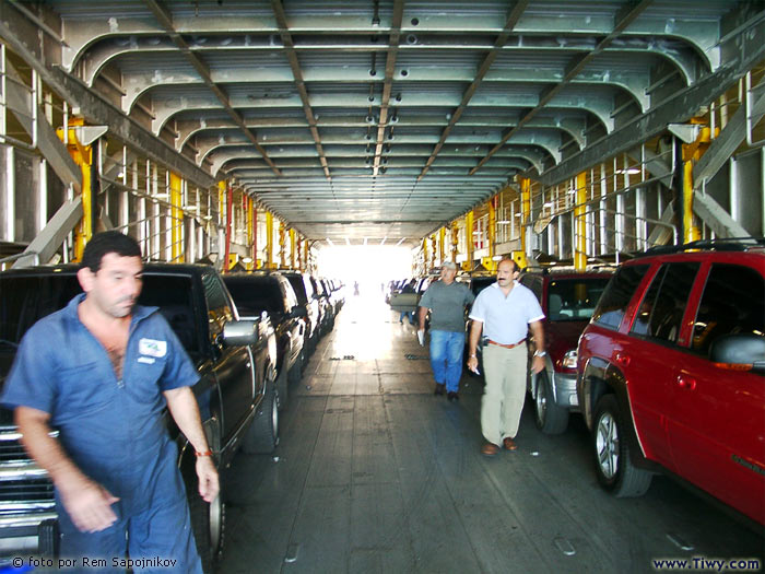 Inside the Conferry where the cars are