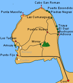 Mapa de la península de Paraguaná